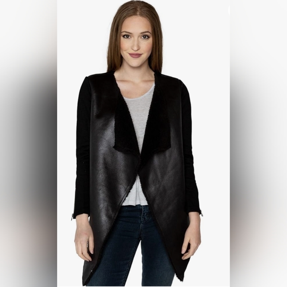 Velvet By Graham & Spencer French Terry Faux Sherpa Jacket Size XS